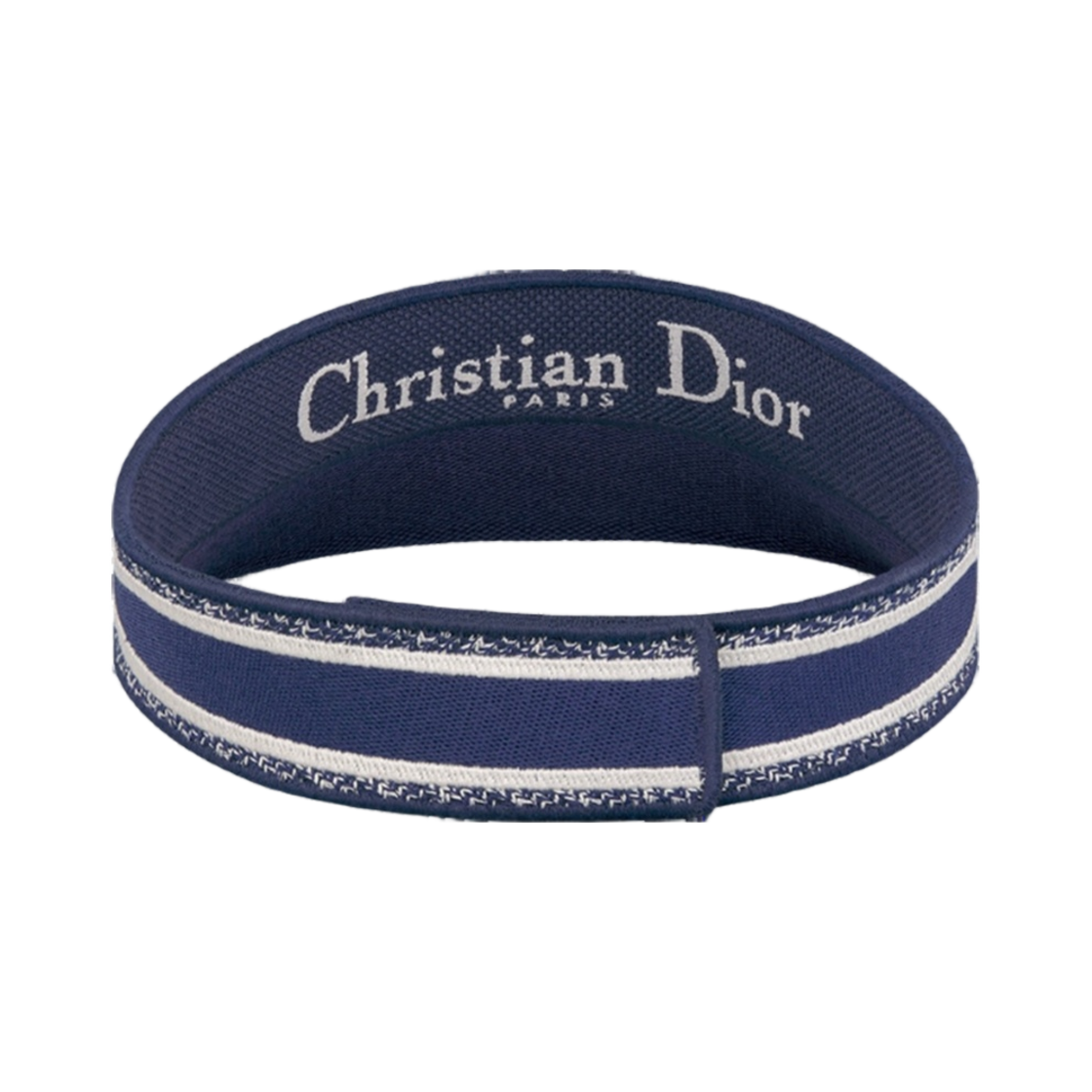 (W) 디올 D-스매시 트왈 드 주이 쏠레이 바이저 화이트 네이비 블루((W) Dior D-Smash Toile De Jouy Soleil Visor White Navy Blue) - 3