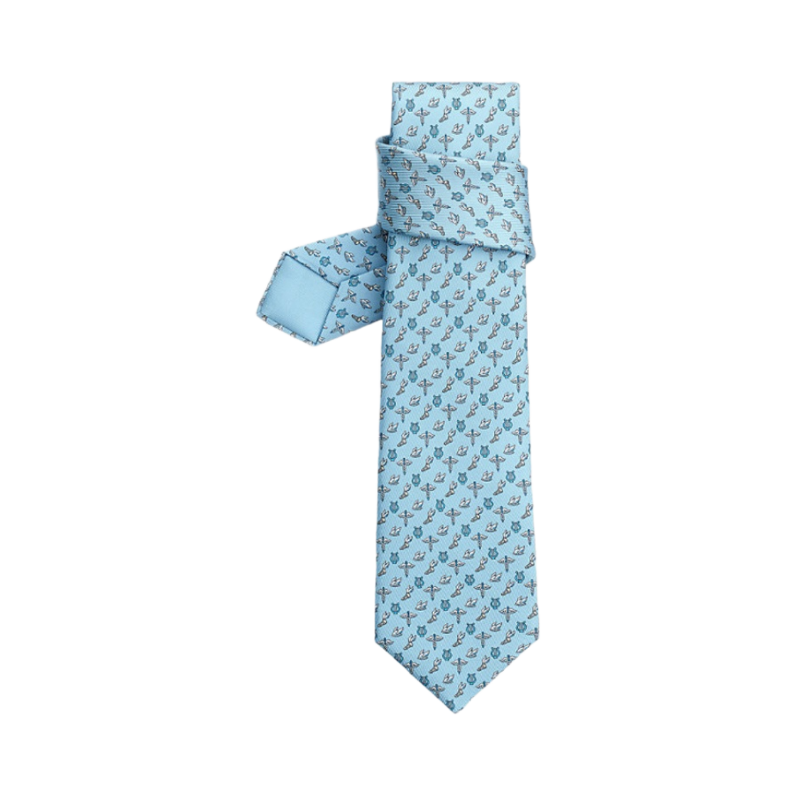 에르메스 타이 7 플라잉 에르메스 타이 씨엘 그리 블루 모아양(Hermes Tie 7 Flying Hermes Tie Ciel Gris Bleu Moyen) - 1
