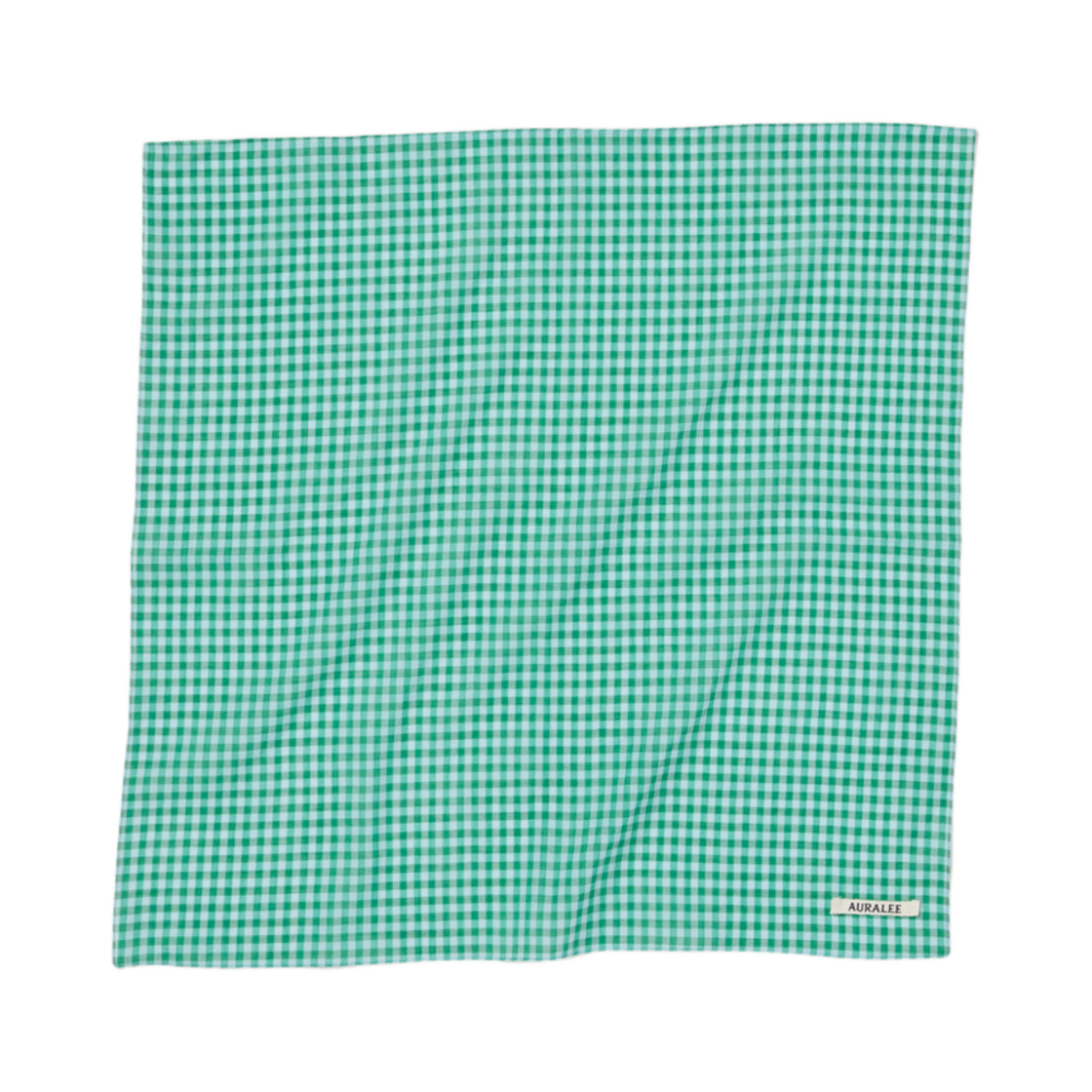 A25SS03GC Auralee Airy Light Cotton Check Scarf Green Gingham Check