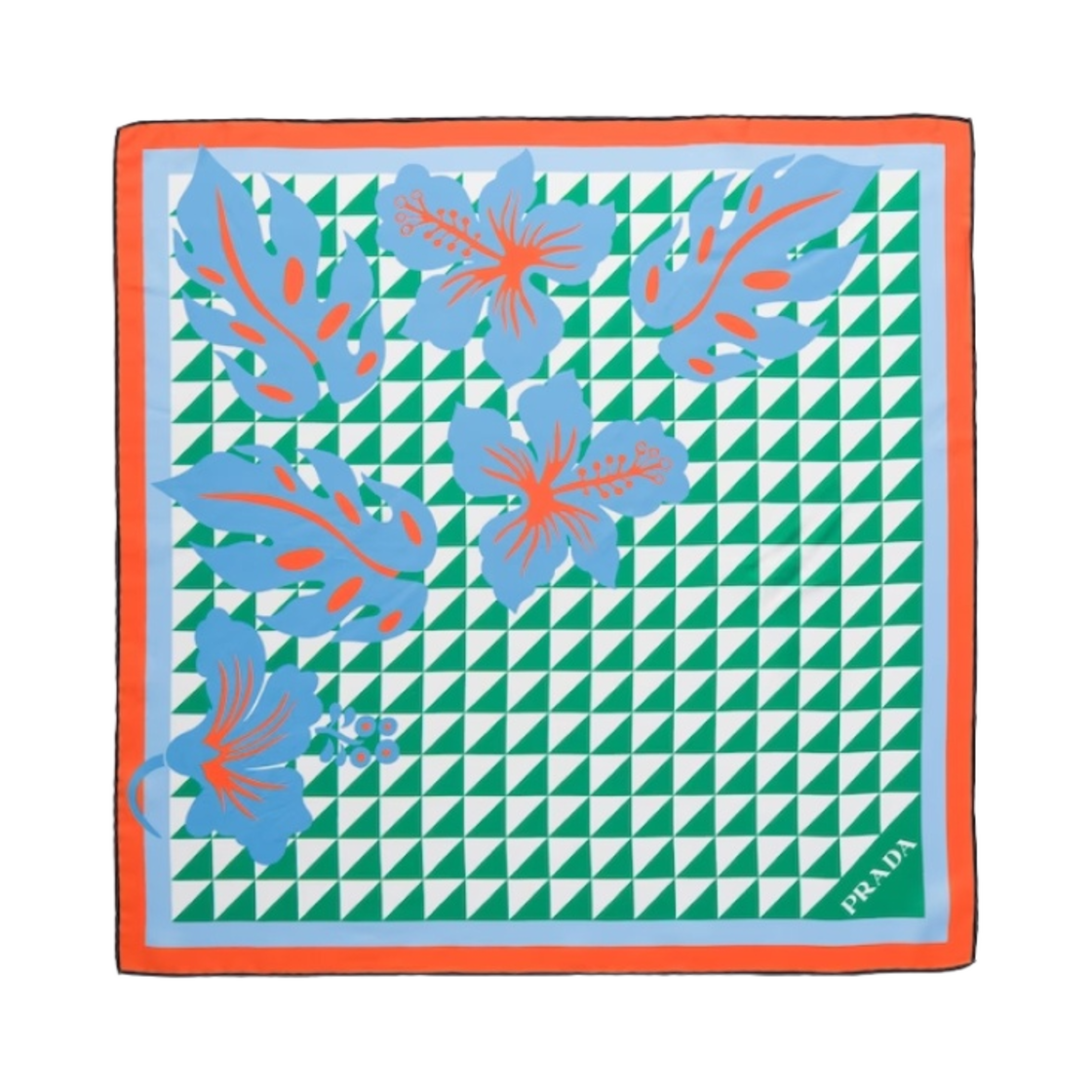 (W) 프라다 프린티드 실크 트윌 스카프 망고 화이트((W) Prada Printed Silk Twill Scarf Mango White) - 1