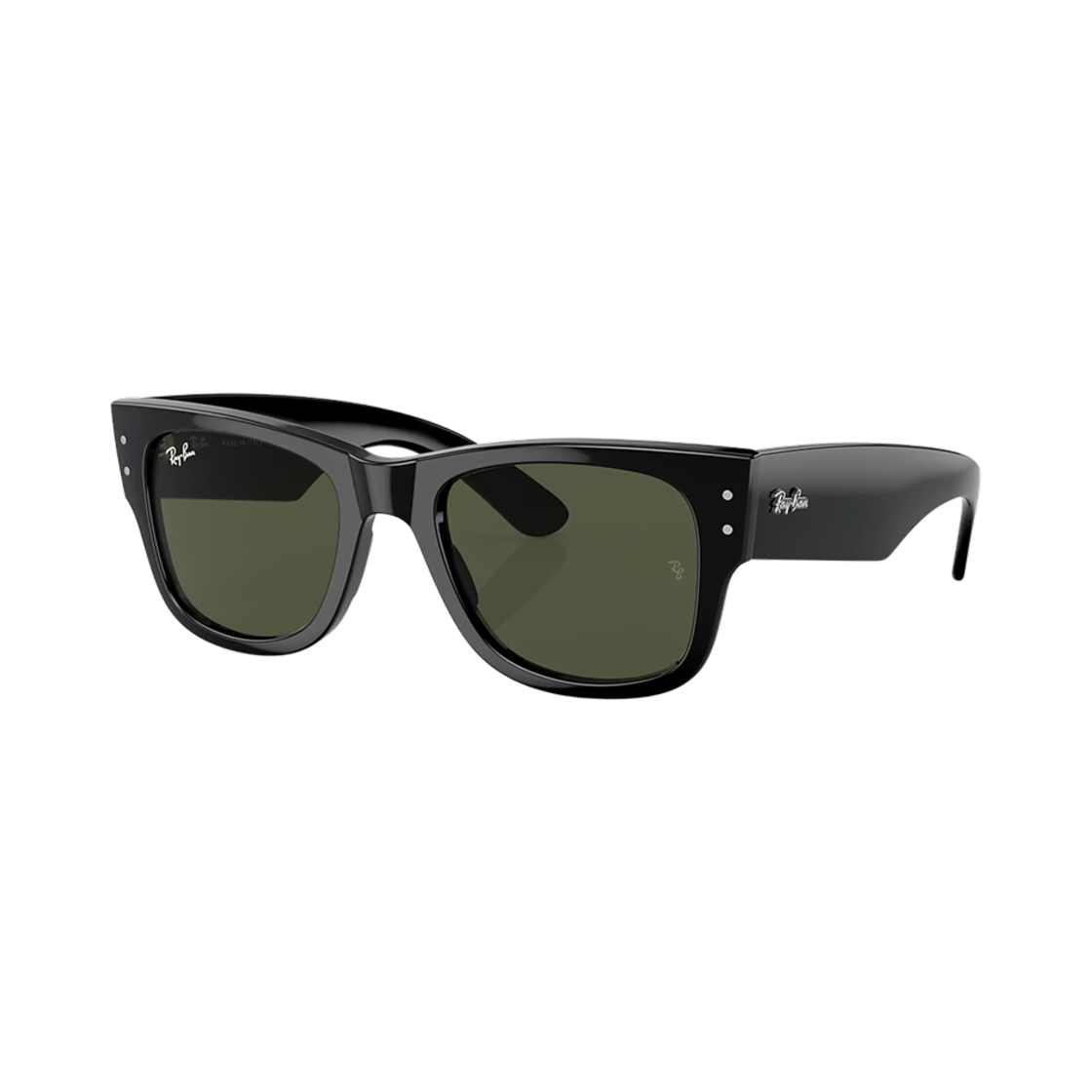 RB0840SF-901/31 Ray-Ban Mega Wayfarer Polished Black Frame Green Classic Lenses Low Bridge Fit