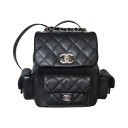 Chanel Medium 23 Backpack Grained Calfskin & Gold Black