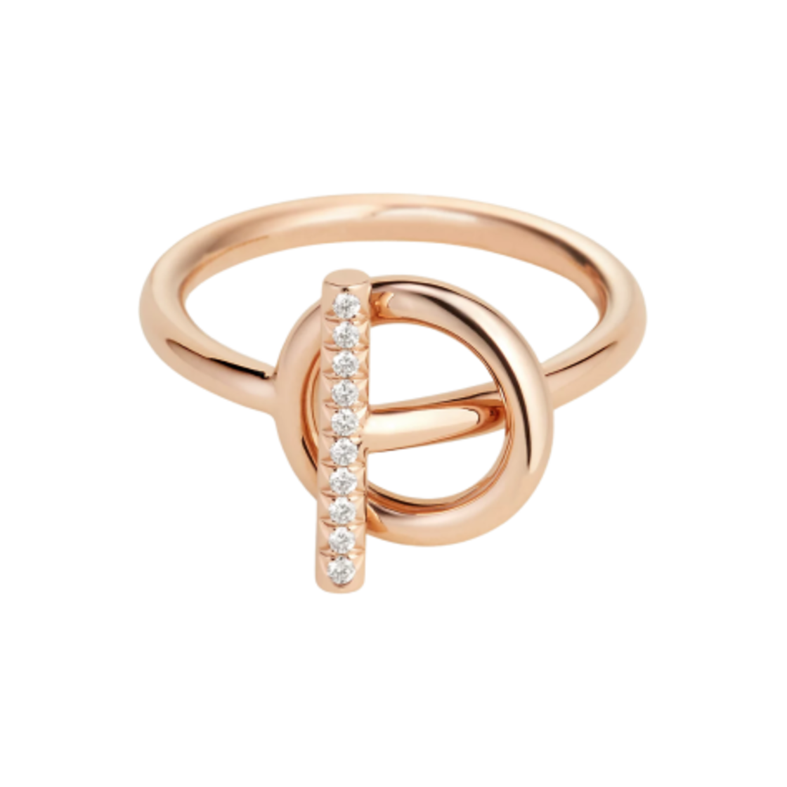 (W) 에르메스 스몰 에샤페 링 다이아몬드 로즈 골드((W) Hermes Small Echappee Ring Diamonds Rose Gold) - 1