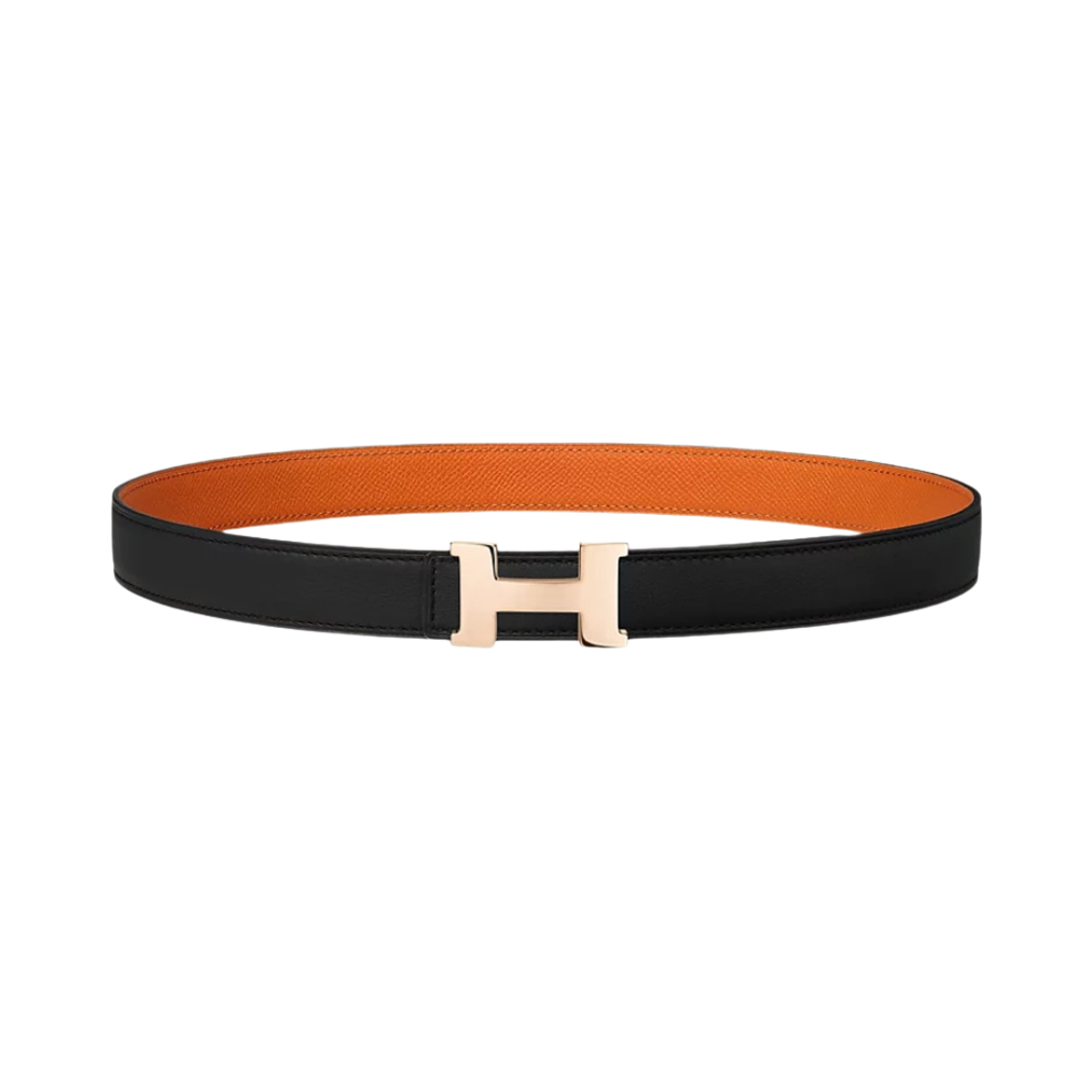 (W) 에르메스 미니 콘스탄스 벨트 버클 & 리버서블 가죽 스트랩 24mm & 핑크 골드 누아 오랑쥬((W) Hermes Mini Constance Belt Buckle & Reversible Leather Strap 24mm & Pink Gold Noir Orange) - 1
