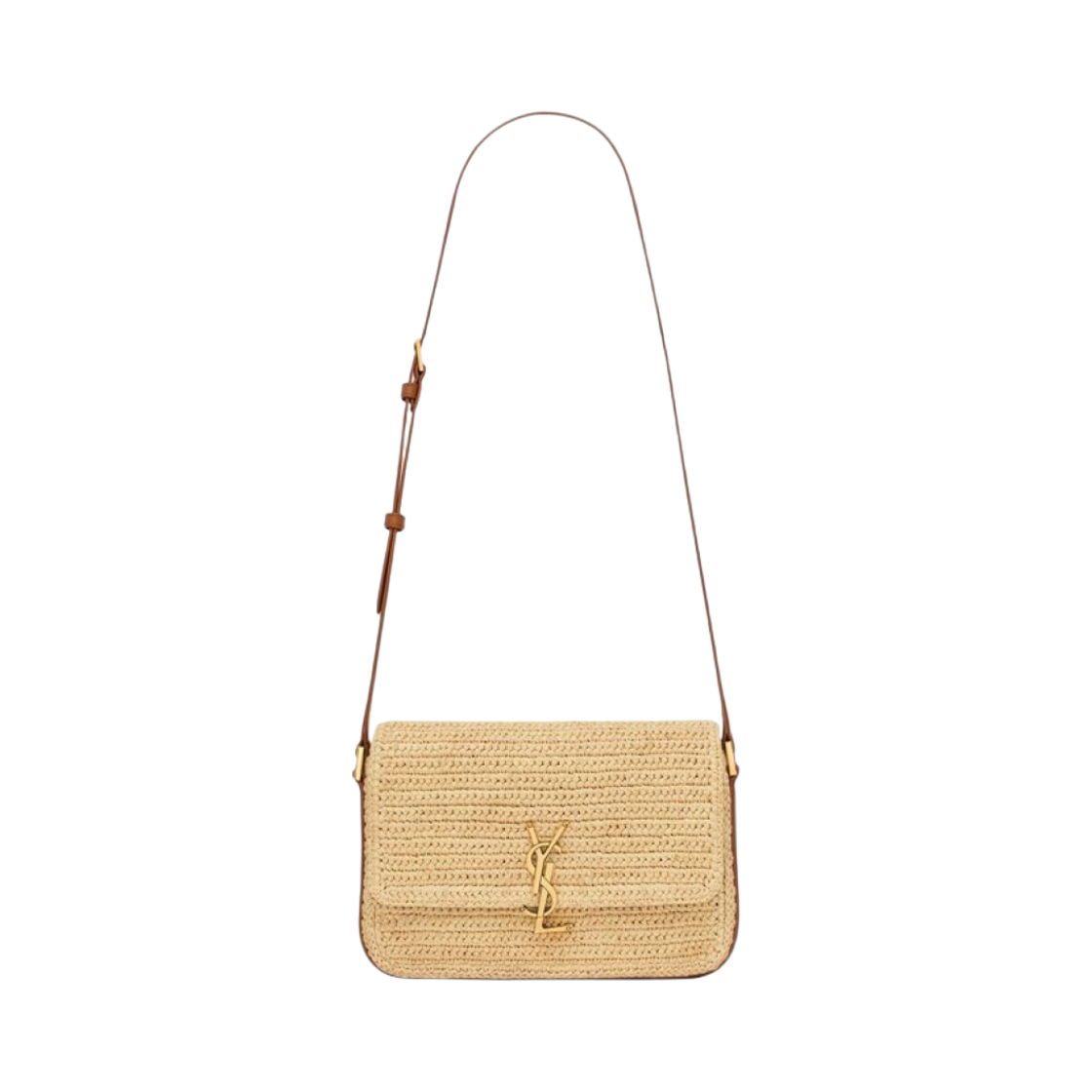 생로랑 솔페리노 미디움 라피아 & 베지터블 탠 레더 내츄럴 브릭(Saint Laurent Solferino Medium in Raffia and Vegetable-Tanned Leather Naturel Brick) - 1