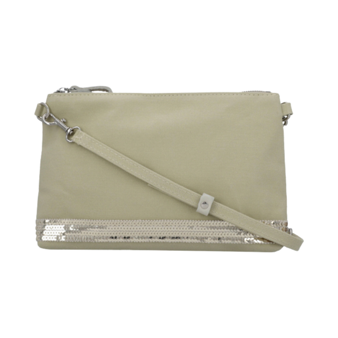 0PVE01-V41071-621 Vanessa Bruno Canvas Sequins Zipped Clutch Blanc