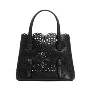 Alaia Mini Mina Bag in Vienne Calfskin Black