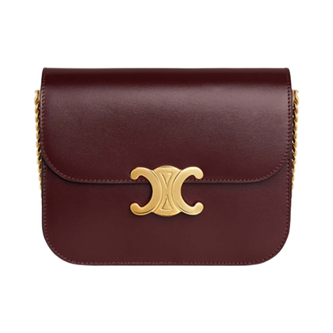 113583BF4-28RB Celine College Triomphe Bag in Shiny Calfskin Dark Burgundy