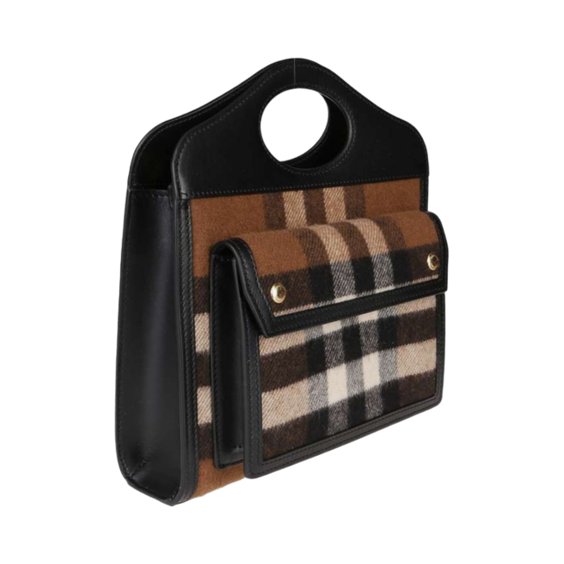 버버리 미니 니트 체크 앤 레더 포켓백 블랙(Burberry Mini Knitted Check and Leather Pocket Bag Black) - 2