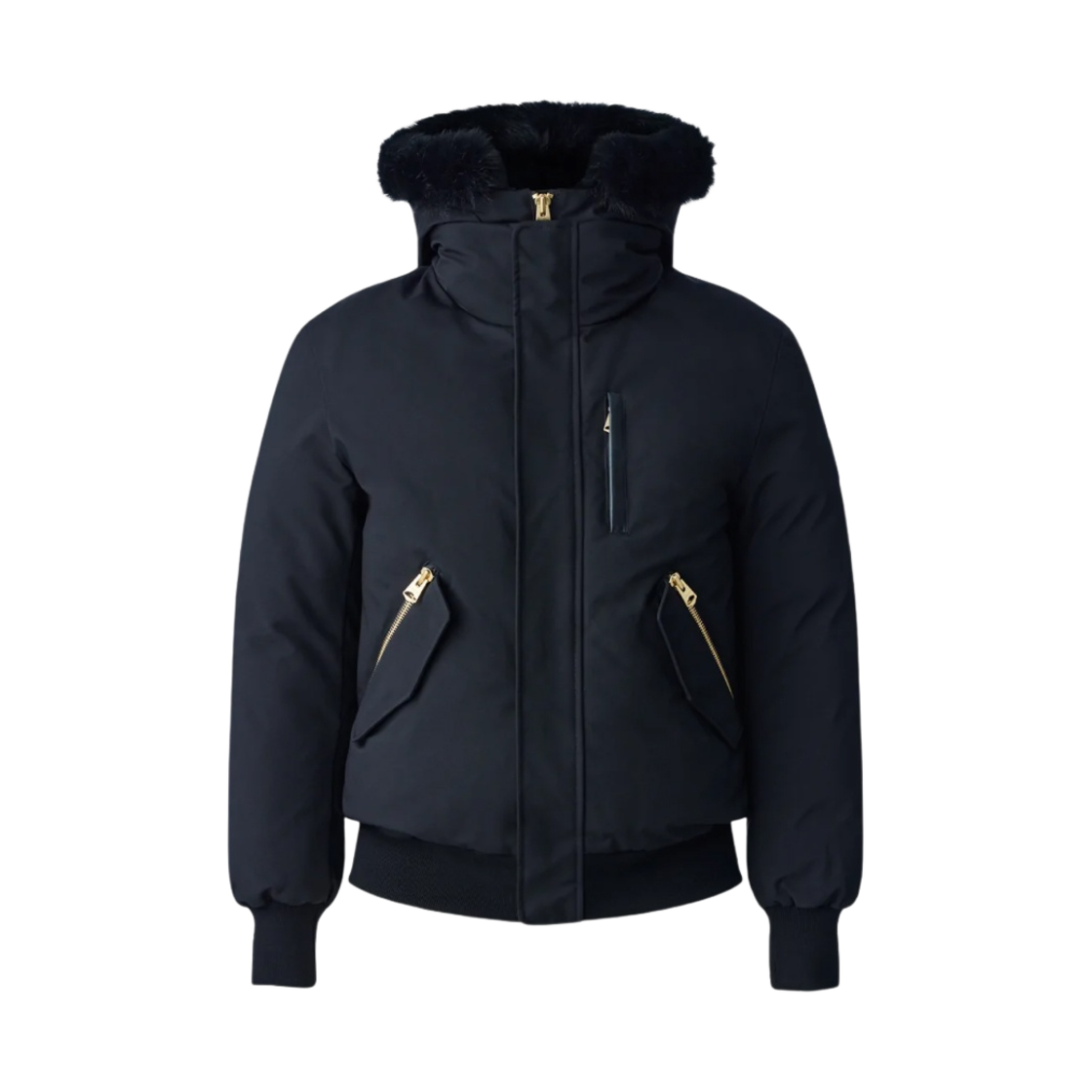 DIXON-BX Mackage Dixon 2-In-1 Nordic Tech Down Bomber with Blue Fox Fur Black Gold