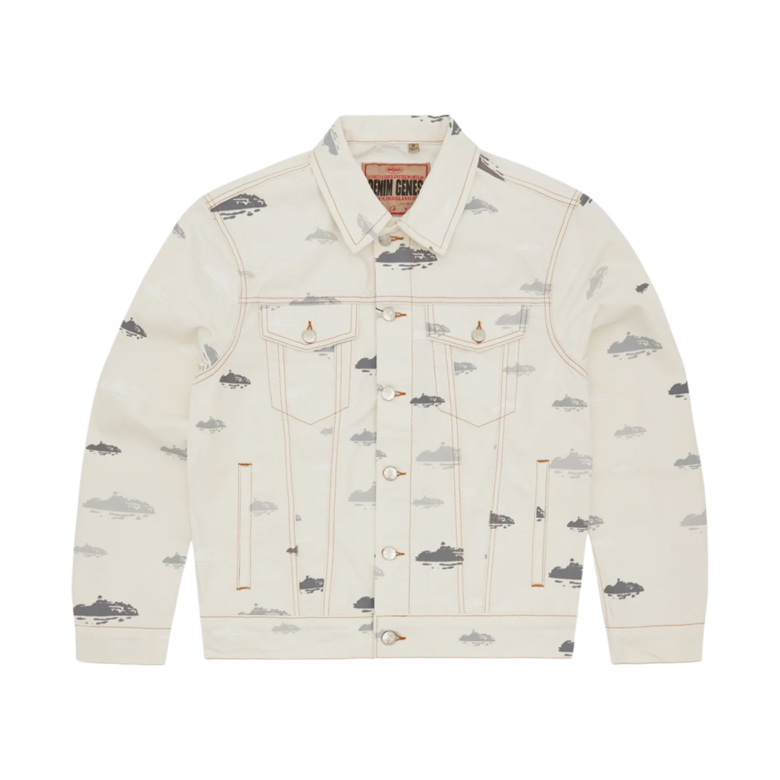 - Corteiz Alcatraz Pattern Denim Jacket White