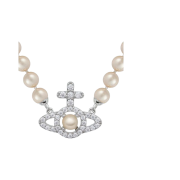 Vivienne Westwood Olympia Pearl Necklace Platinum White