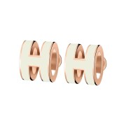 (W) Hermes Mini Pop H Earrings Rose Gold & Blanc