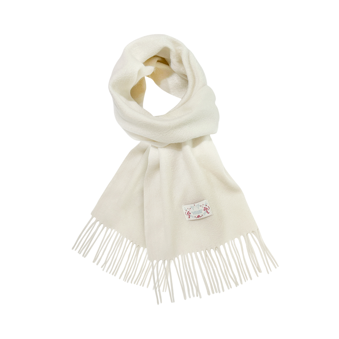 MF24710MF001MIVFR Margarin Fingers Wool Fringe Muffler Ivory