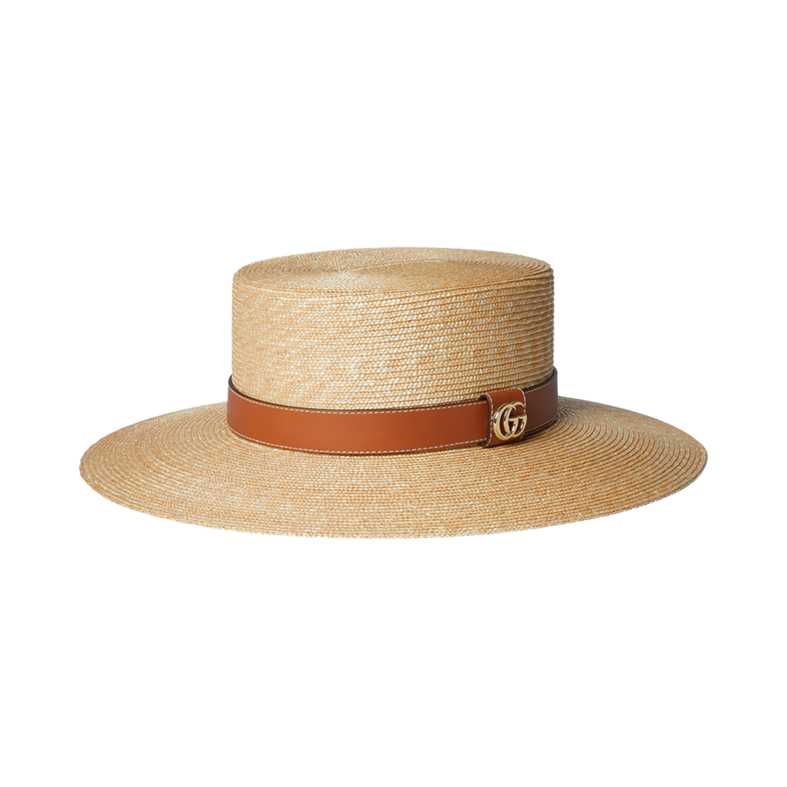 (W) 구찌 우븐 스트로우 보터 햇 내츄럴((W) Gucci Woven Straw Boater Hat Natural) - 1