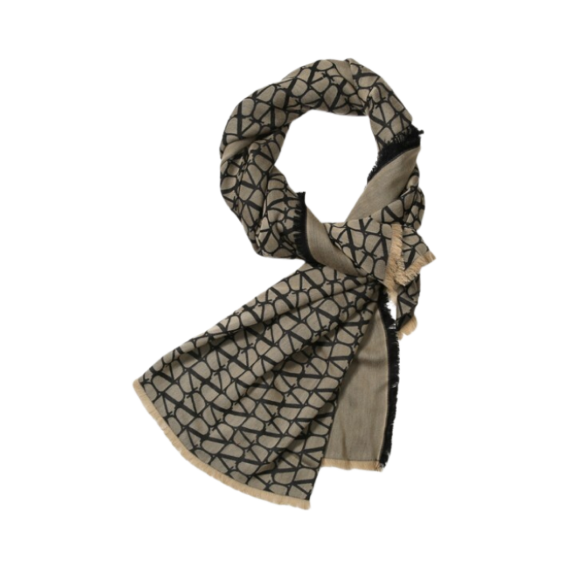 EB030VTHE21 (W) Valentino Toile Iconographe Silk Foulard Beige Black