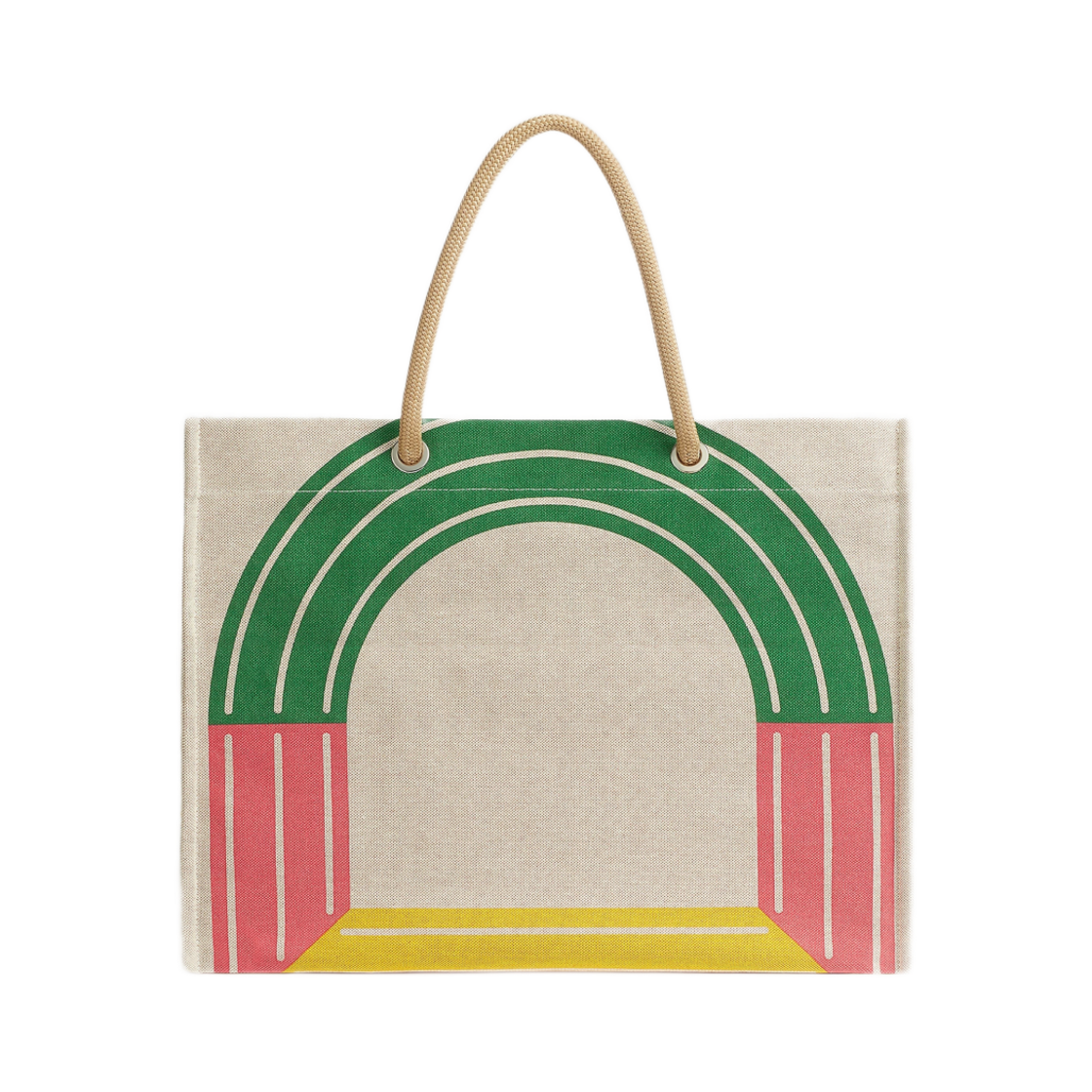 에르메스 마이옹 마린 비치 백 H 캔버스 코튼 & 죤 로즈 베르(Hermes Maillon Marin Beach Bag H Canvas Cotton & Jaune Rose Vert) - 3