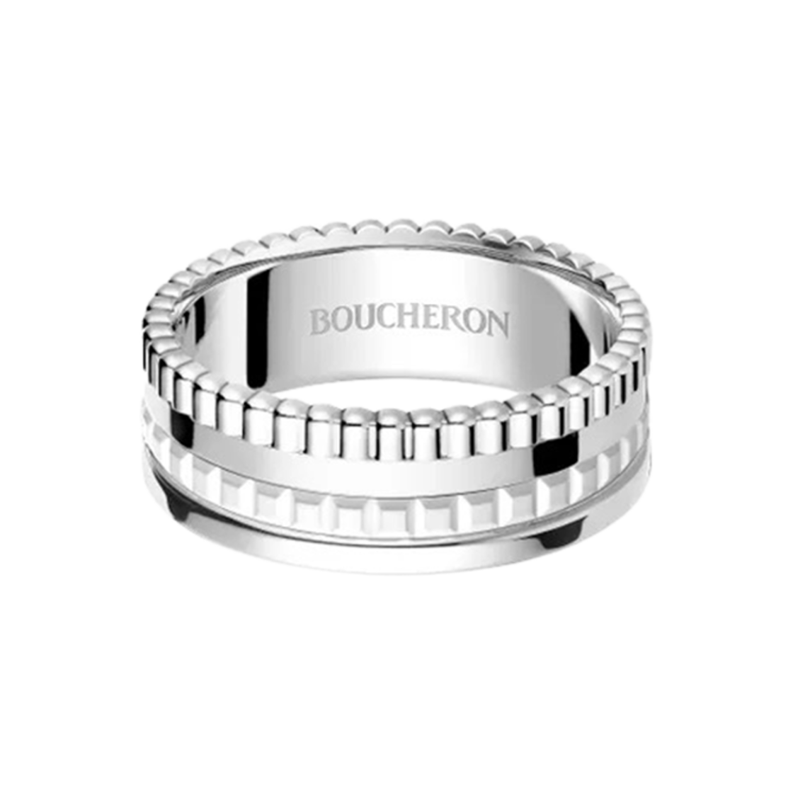 JRG03276 Boucheron Quatre Double White Edition Small Ring 18K White Gold White Ceramic
