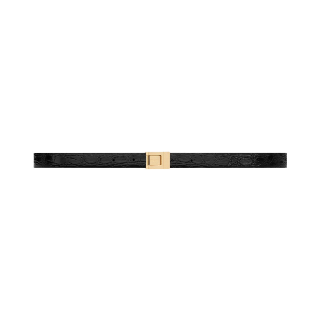 (W) 생로랑 메일 버클 씬 벨트 크로커다일 엠보스 레더 블랙((W) Saint Laurent Male Buckle Thin Belt In Crocodile-Embossed Leather Black) - 1