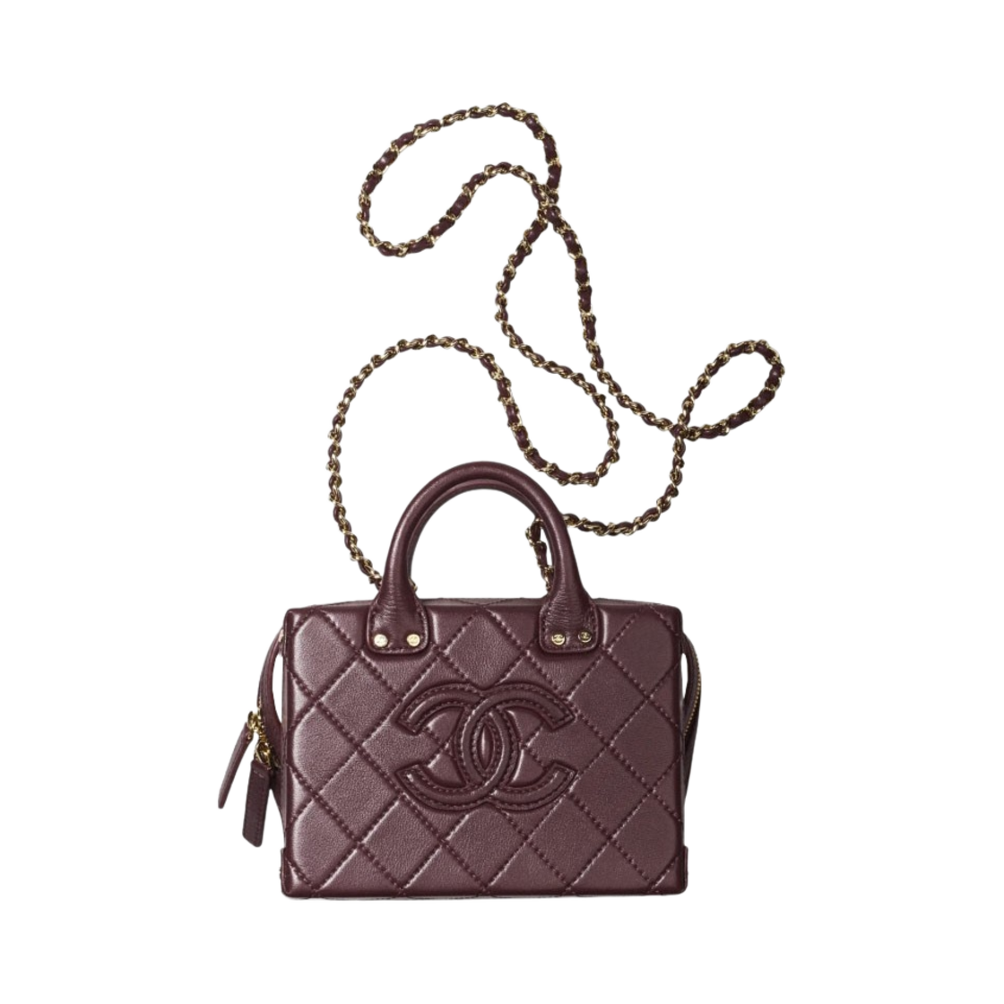 샤넬 스몰 코스메틱 케이스 카프스킨 & 골드 메탈 버건디(Chanel Small Vanity Case Calfskin & Gold Burgundy) - 1