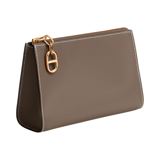 Hermes Zipengo Chaine D'Ancre PM Pouch Evercolor & Yellow Gold Etoupe