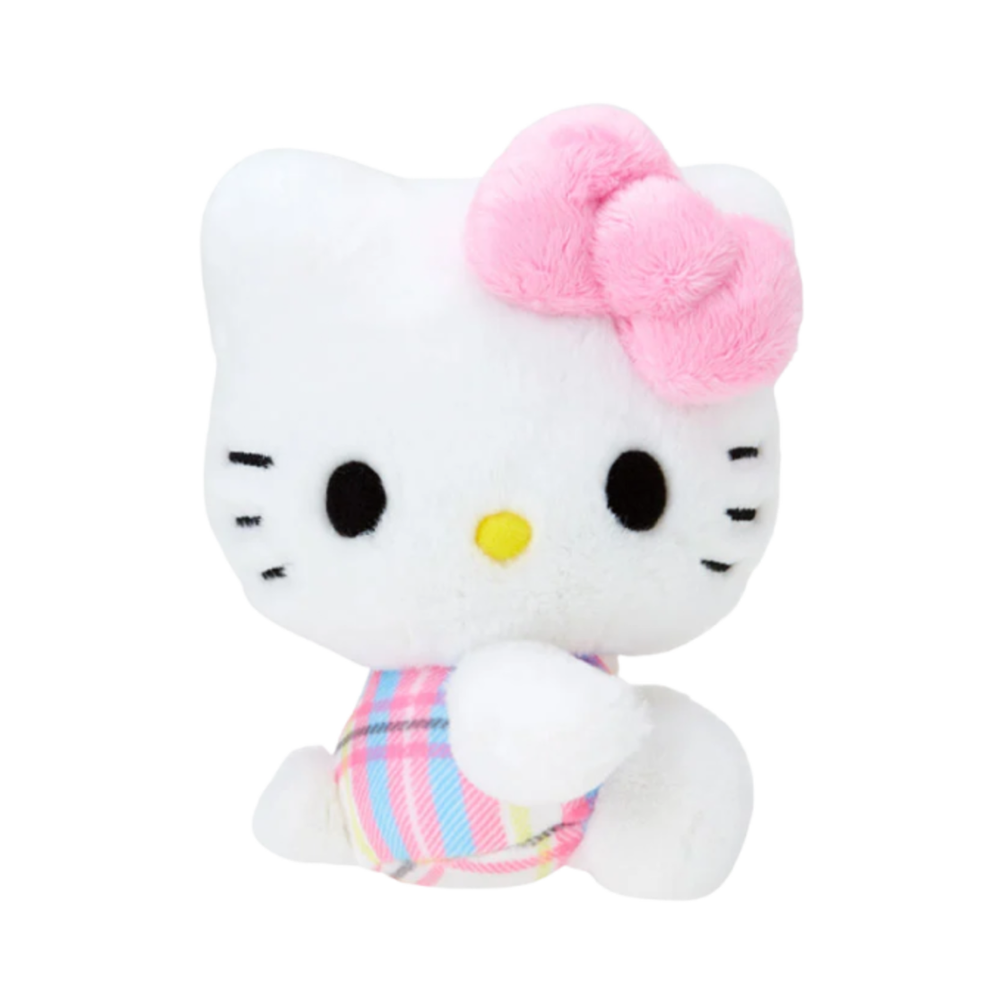 963160 Sanrio Hello Kitty Animal Tartan Stuffed Toy White Pink