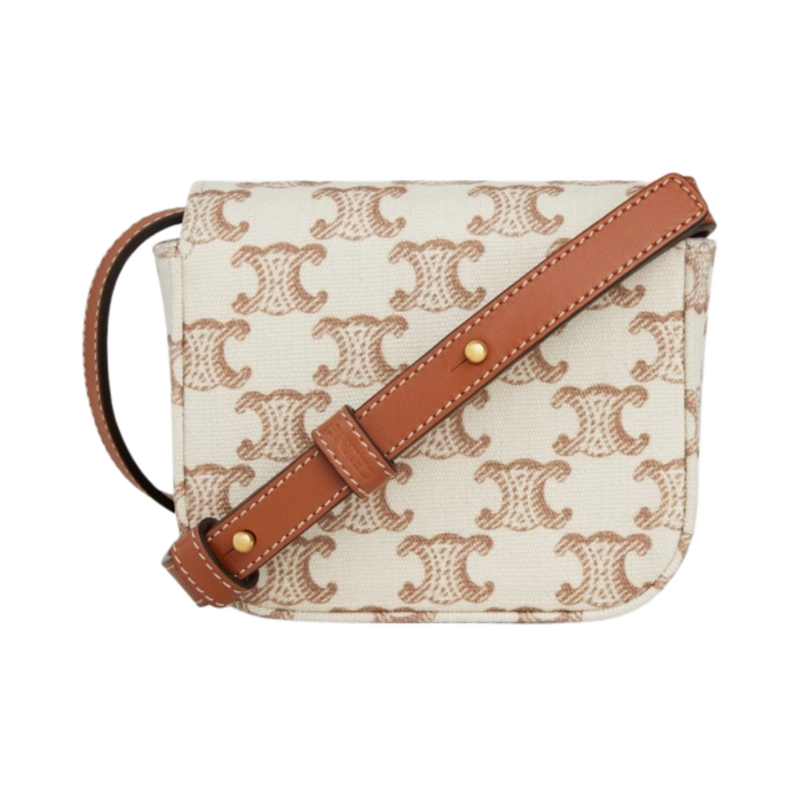 셀린느 카프스킨 트리옴페 프린트 텍스타일 미니 클라우드 화이트(Celine Mini Claude in Textile with Triomphe Print and Calfskin White) - 3