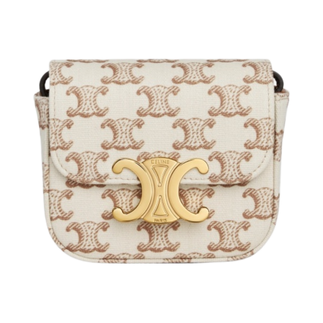 10I512FCW-01BC Celine Mini Claude in Textile with Triomphe Print and Calfskin White