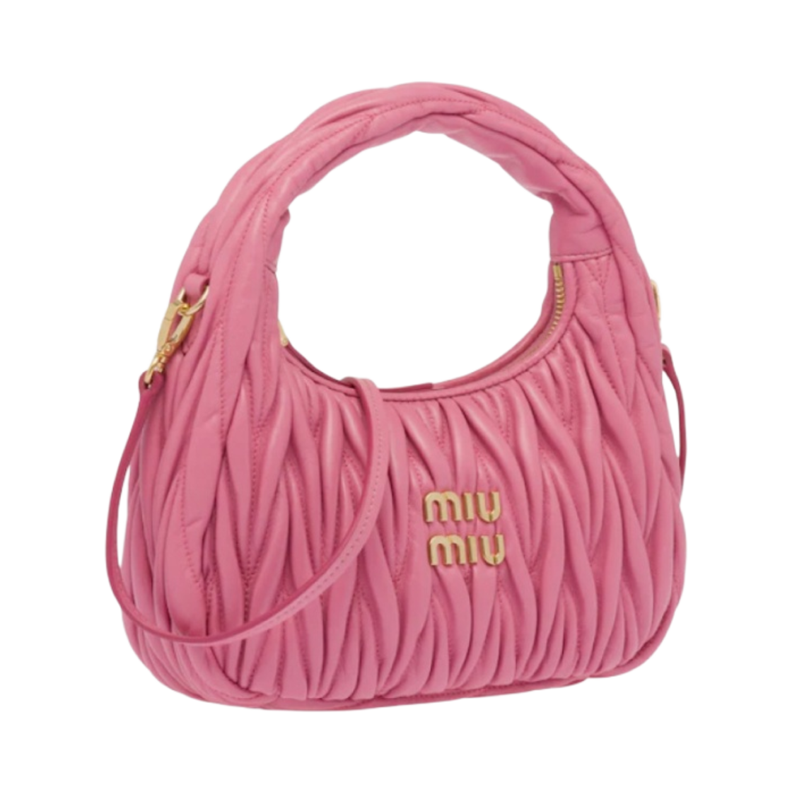 미우 미우 완더 마테라쎄 나파 레더 미니 호보백 베고니아 핑크(Miu Miu Wander Matelasse Nappa Leather Mini Hobo Bag Begonia Pink) - 2