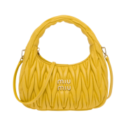 Miu Miu Wander Matelasse Nappa Leather Mini Hobo Bag Sunny Yellow