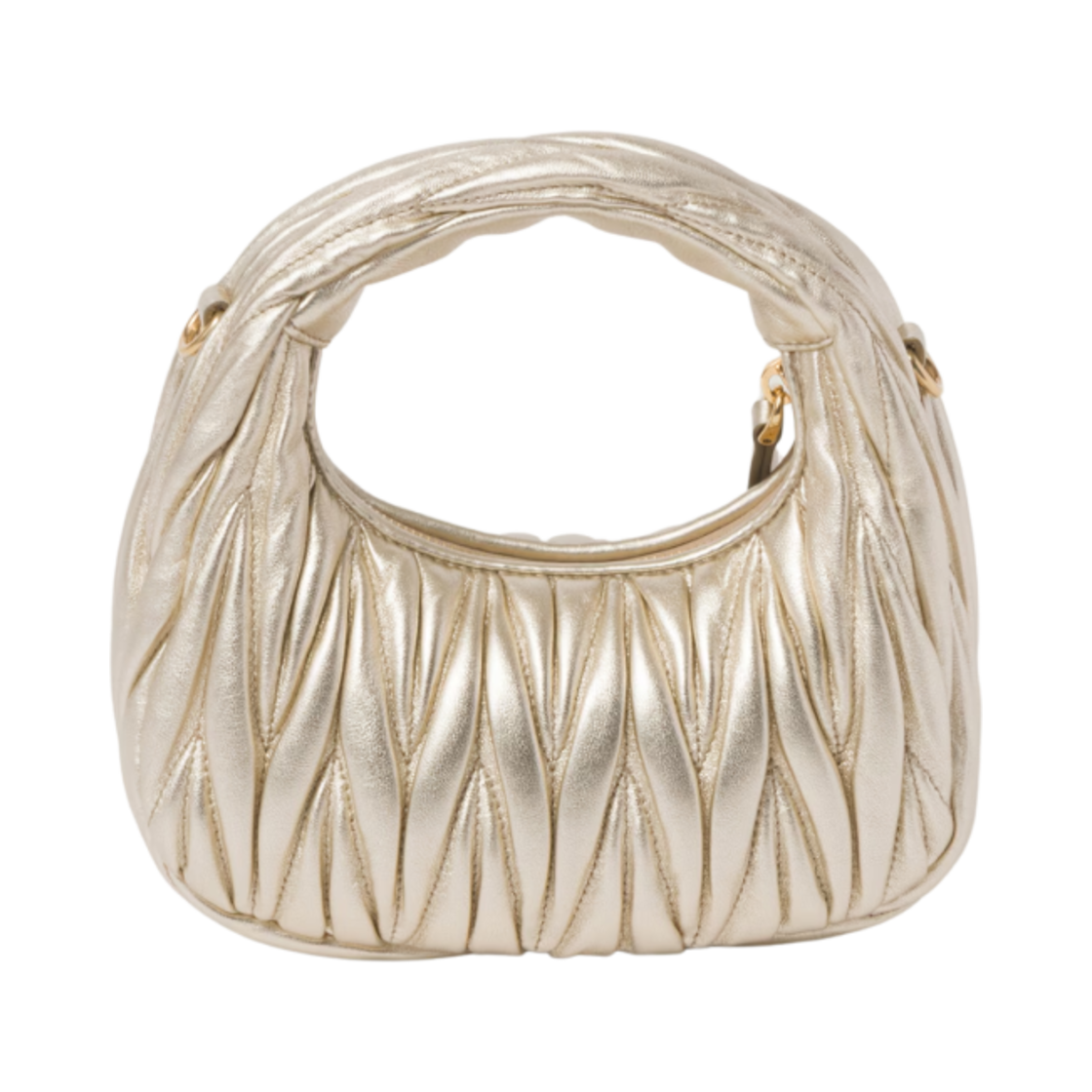 미우 미우 완더 마테라쎄 나파 레더 호보 미니 백 파이라이트(Miu Miu Wander Matelasse Nappa Leather Hobo Mini Bag Pyrite) - 3