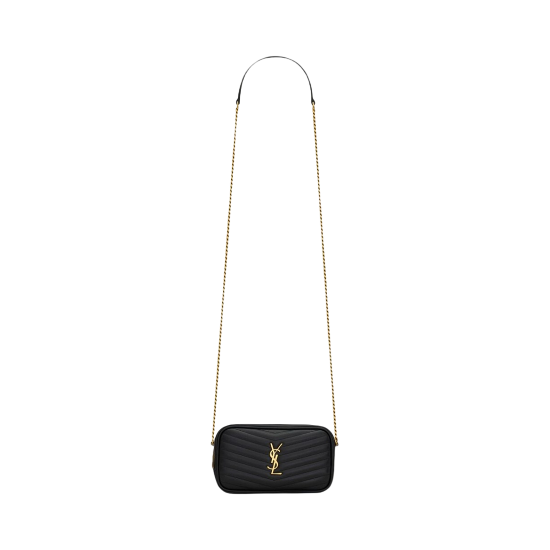 생로랑 퀼티드 샤이니 레더 루 미니백 블랙 골드(Saint Laurent Lou Mini Bag in Quilted Shiny Leather Black Gold) - 1