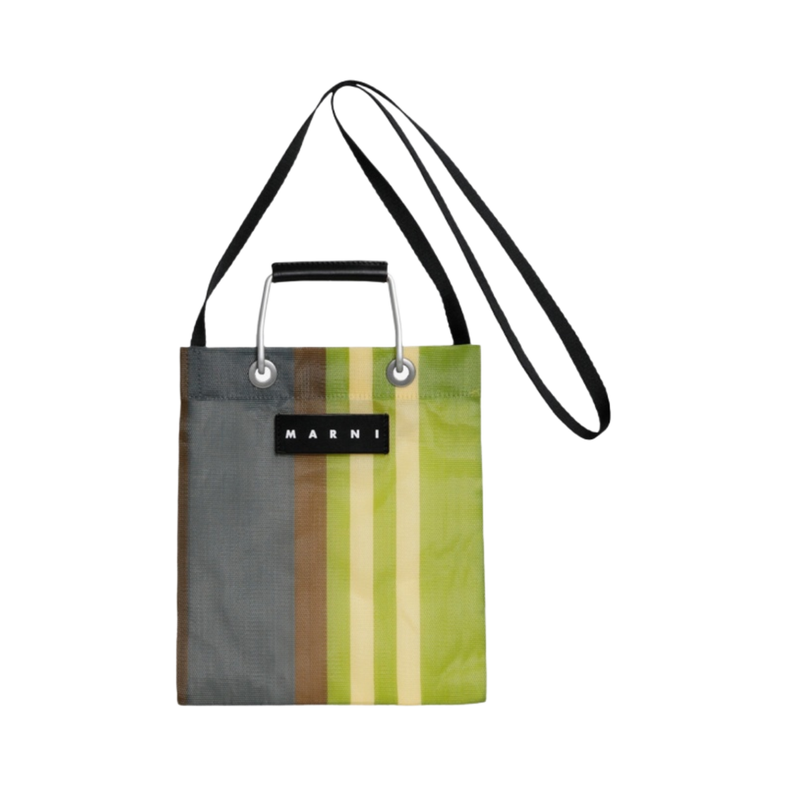 마르니 마켓 스트라이프 숄더백 미니 그레이 라임(Marni Market Stripe Shoulder Bag Mini Grey Lime) - 1