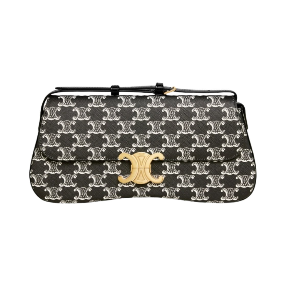 115532FQO-38NO Celine Medium Lola Bag In Triomphe Canvas Two-Tone Black