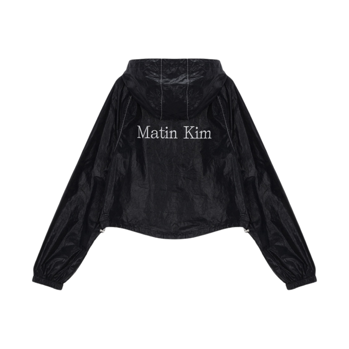 (W) 마뗑킴 마뗑 크롭 후디 코팅 점퍼 블랙((W) Matin Kim Matin Crop Hoody Coating Jumper Black)