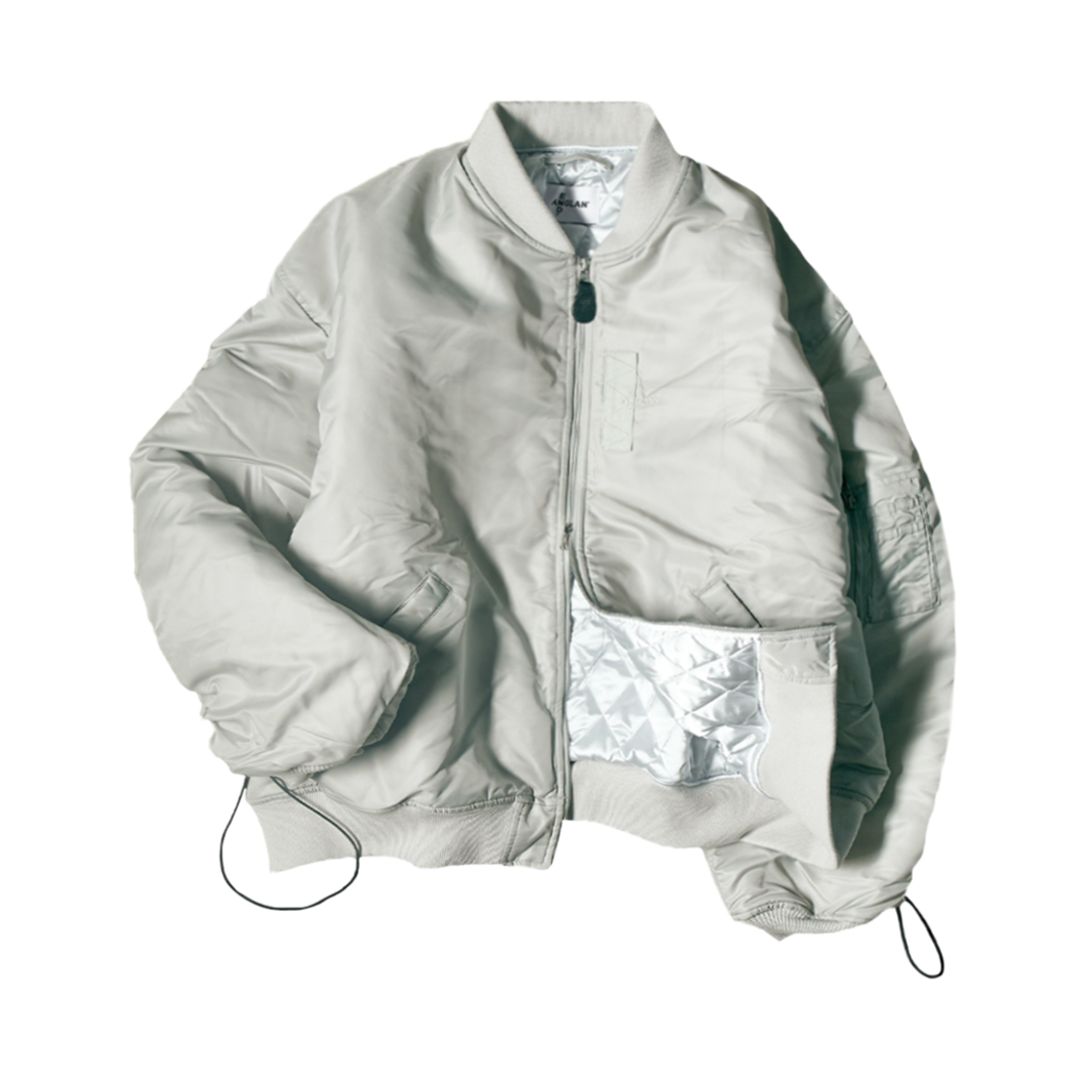 P0000FSZ ANGLAN x END. Parachute Ruched Bomber Jacket Silver