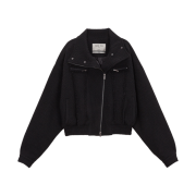 (W) Matin Kim Tweed High Neck Balloon Jumper Black