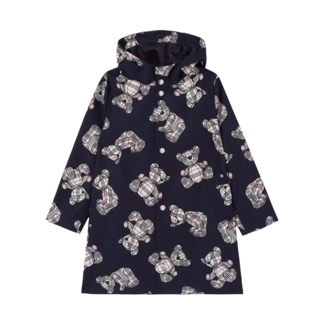 (키즈) 버버리 토마스 베어 프린트 후드 코트 미드나잇((Kids) Burberry Thomas Bear Print Hooded Coat Midnight) - 1