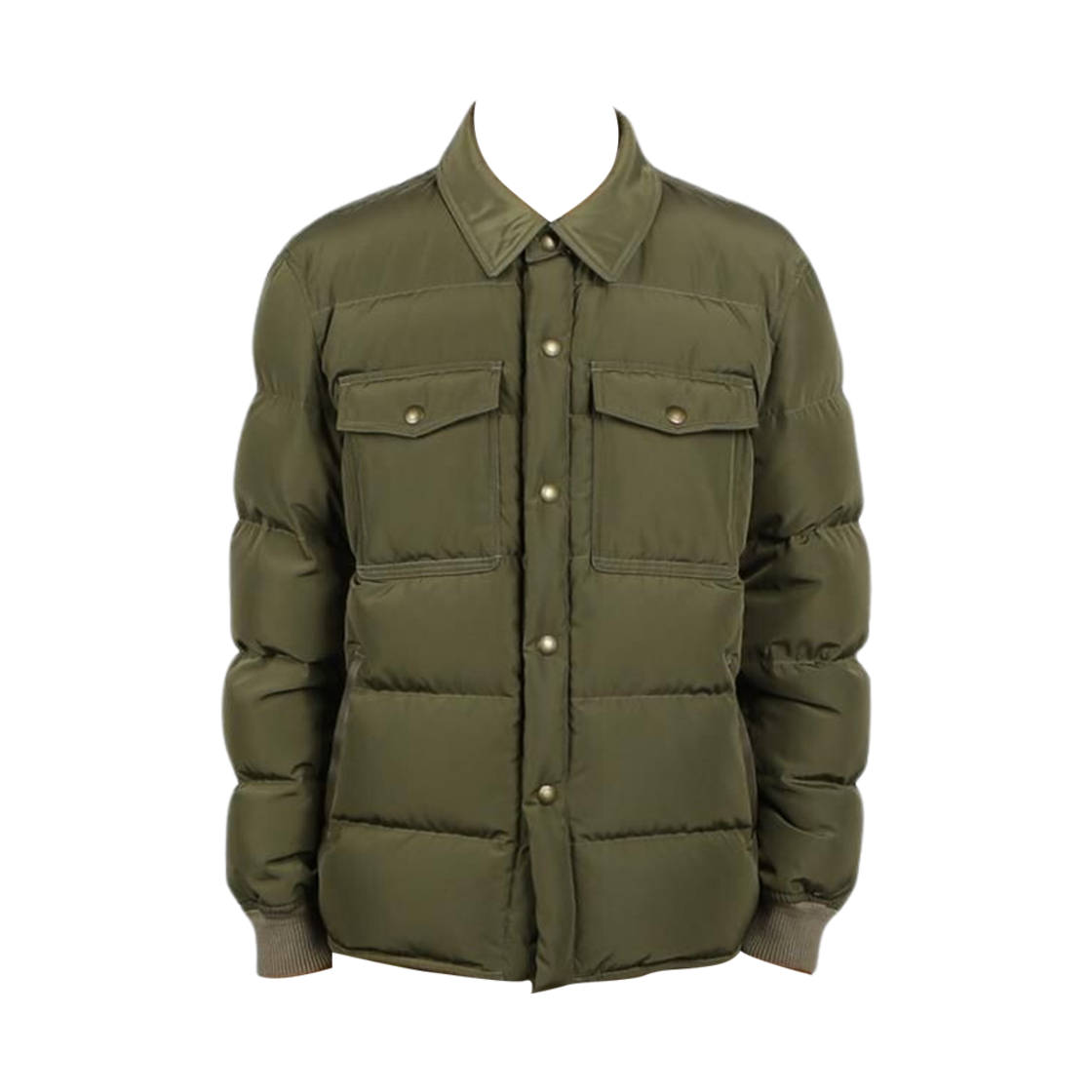123OBD002-FMN001S23-FG850 Tom Ford Techno Ottoman Down Padded Outshirt Green