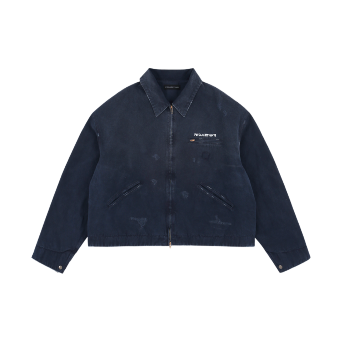 ★韓国の人気★【Project G/R】★Distressed Mud Work Jacket★ 프로젝트 G/R 디스트레스 머드 워크 자켓 블랙 | PROJECT G/R
