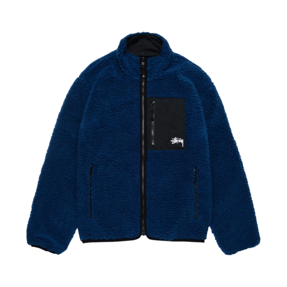 118529 Stussy Sherpa Reversible Jacket Weathered Blue