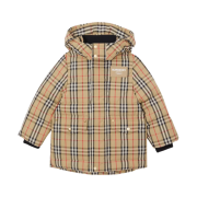 (Kids) Burberry Vintage Check Nylon Hooded Puffer Coat Archive Beige