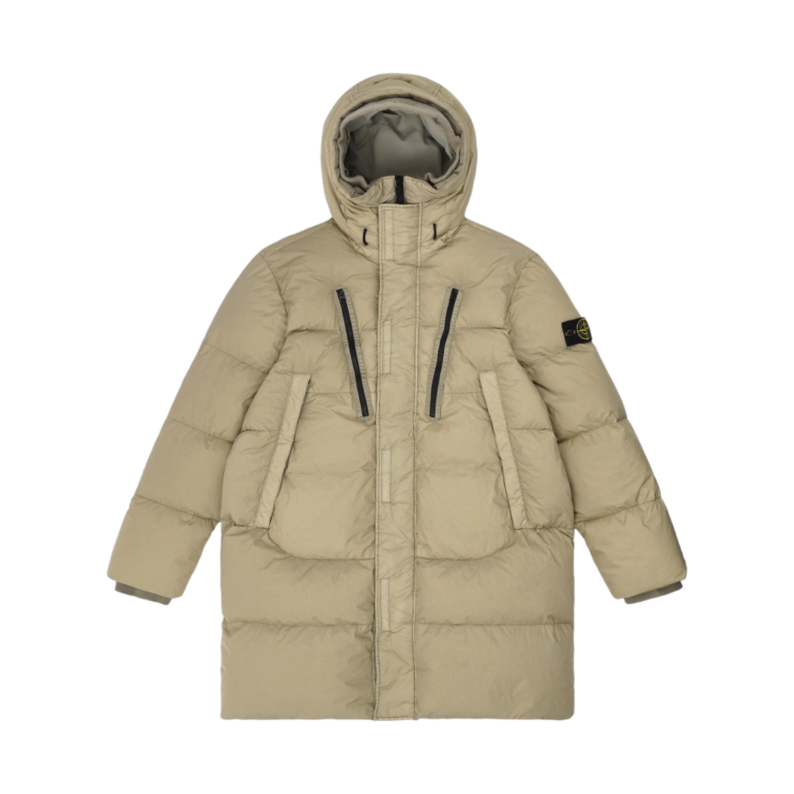 스톤 아일랜드 70123 크링클랩스 후드 롱 다운 자켓 에크루 - 21FW(Stone Island 70123 Crinkle Reps Hooded Long Down Jacket Ecru - 21FW)