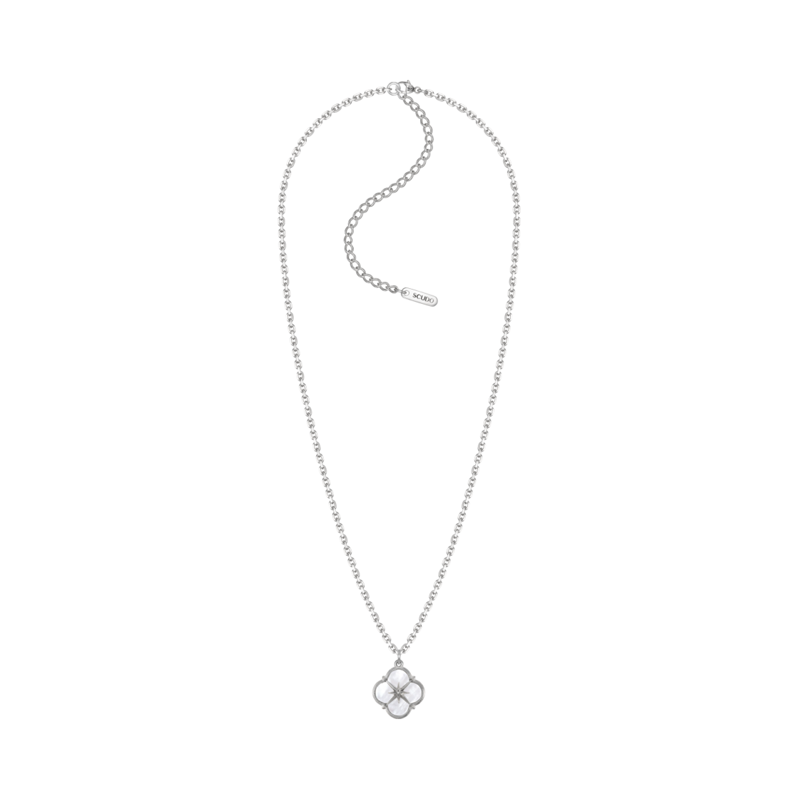SLN.25F6W Scudo Gemstone White Side Star Necklace
