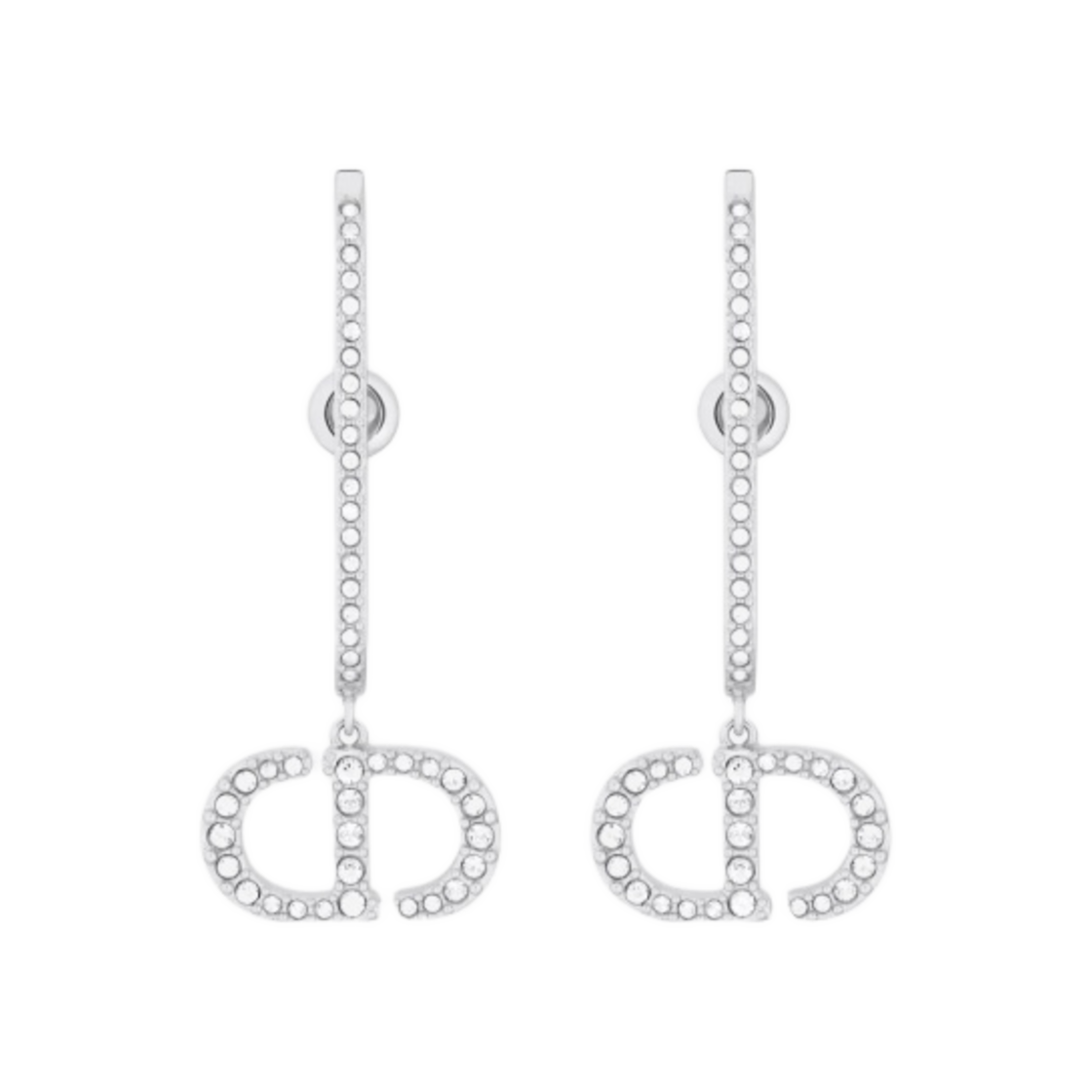(W) 디올 30 몽테뉴 이어링 실버 피니쉬 메탈 실버 톤 크리스탈((W) Dior 30 Montaigne Earrings Silver Finish Metal Silver Tone Crystals) - 2