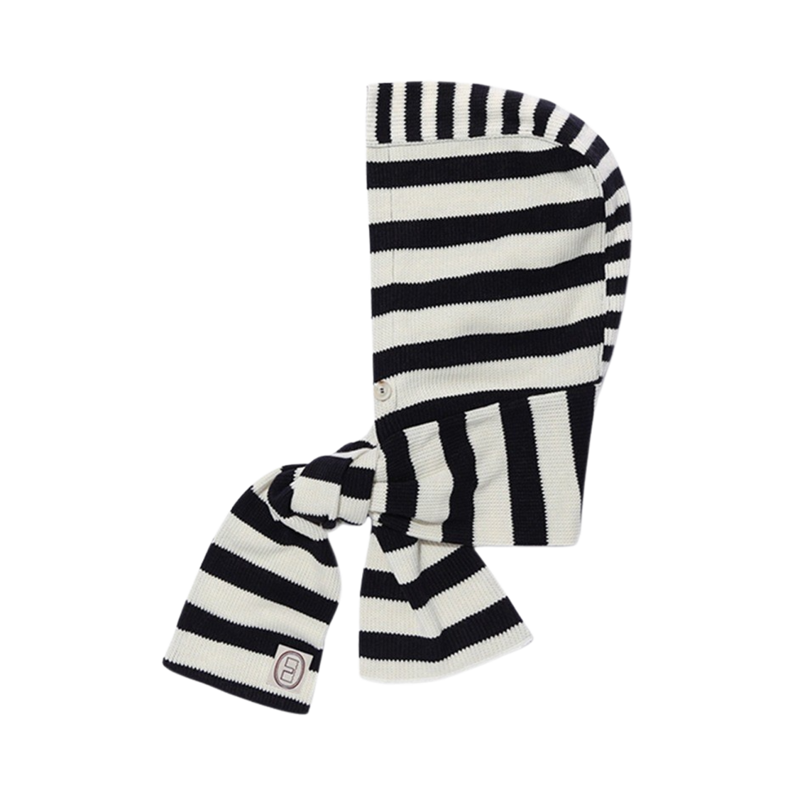 카락터 스트라이프 니트 바라클라바 머플러 아이보리 블랙(Karactor Striped Knit Balaclava Muffler Ivory Black)
