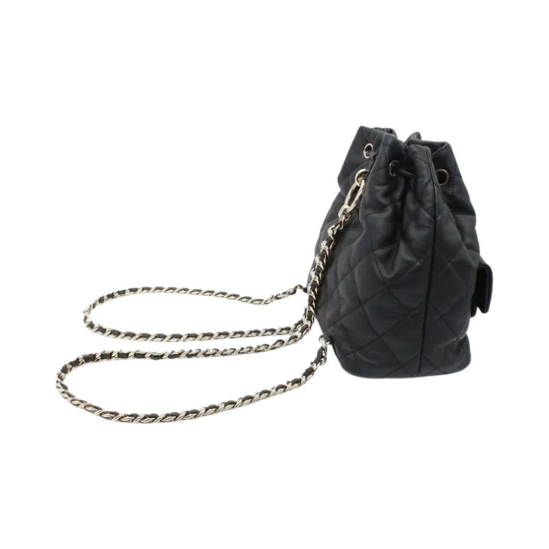 샤넬 투포켓 드로우스트링 버킷 백팩 카프스킨 & 골드 메탈 블랙(Chanel Two Pocket Drawstring Bucket Backpack Calfskin & Gold Black) - 3
