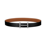 Hermes H D'Ancre Belt Buckle & Reversible Leather Strap 32mm & Silver Noir Gold