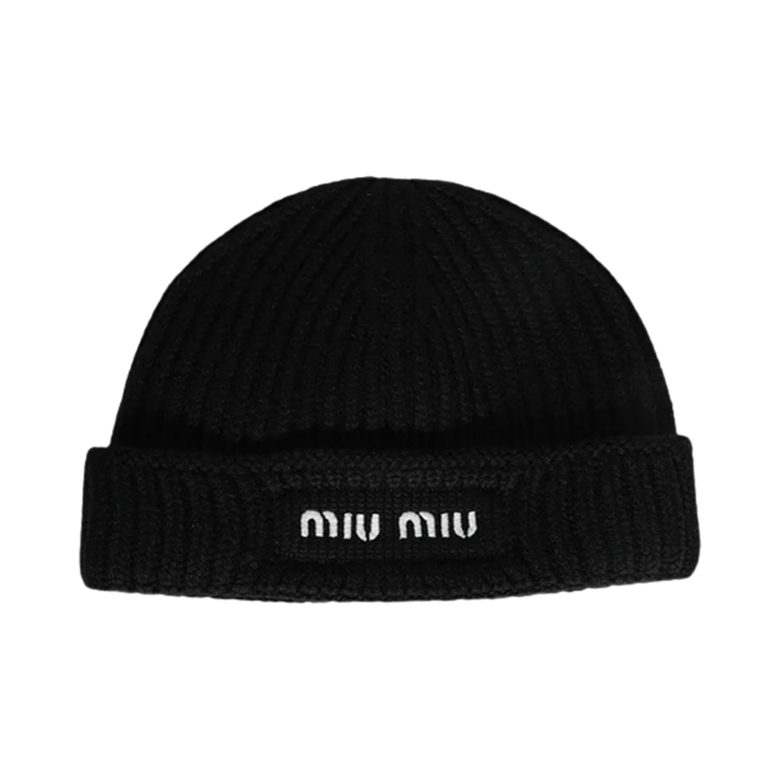 5HC375-2CSF-F0967 Miu Miu Wool Beanie Black White