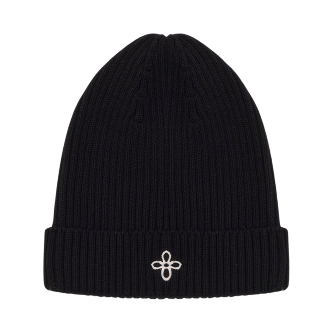 HB004B1 (W) SMFK Compass Cross Cotton Beanie Hat Black